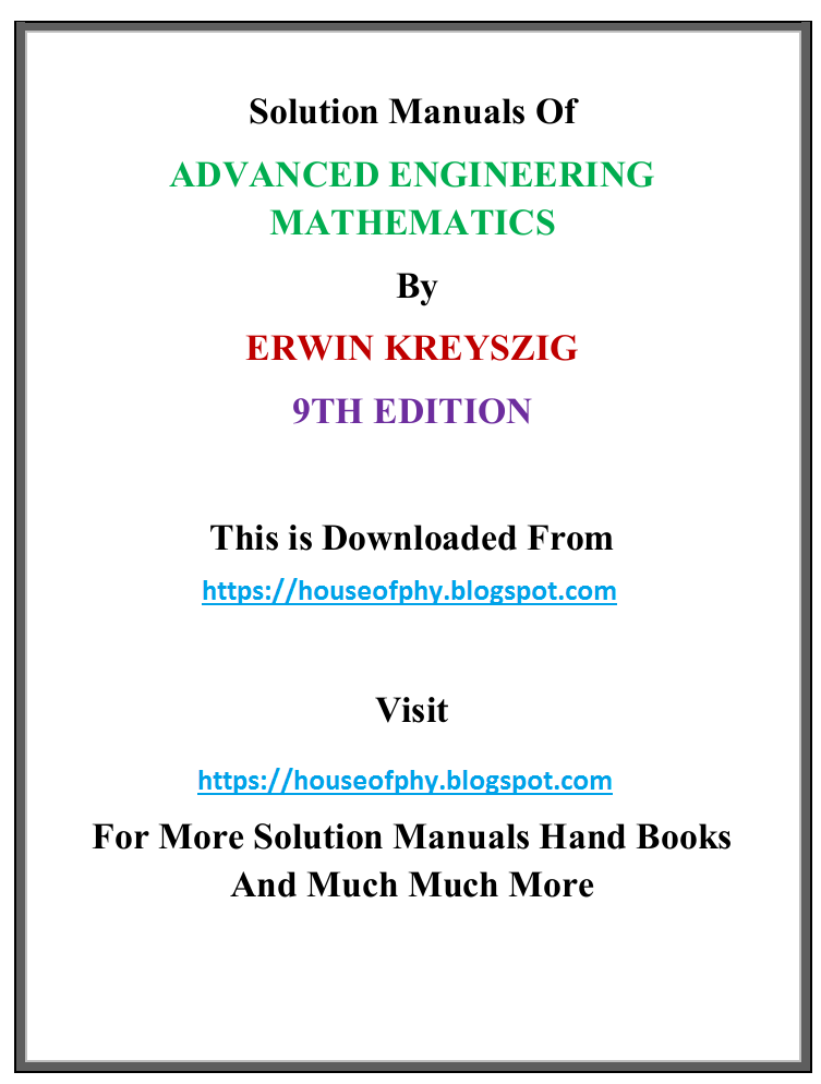 advanced engineering mathematics kreyszig 10th